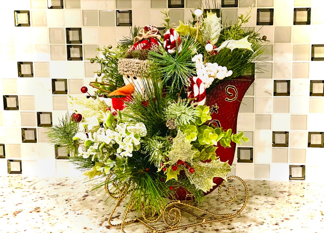 Snowman Centerpiece, Christmas Decor, Christmas Floral, Snowman Decor