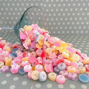 Candy Cabochons, Pastel Candy, Fake Candy, Fake Baking Supplies, Flatback Candy, Faux Food Sweets, Resin Cabochons, Sweets Resin Flatback