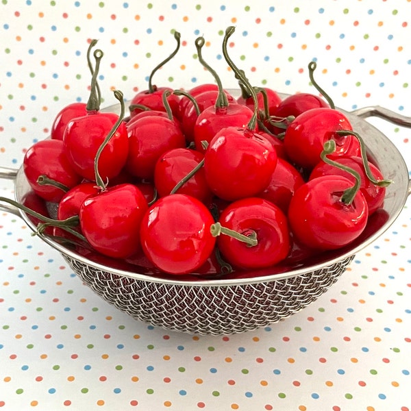 Fake Cherries, Large Realistic Cherries, Photo Prop Cherries, Faux Cherries, Artificial Cherries, Large Faux Cherries, Kitchen Decor