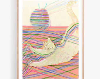 Little Kitty Playing With Yarn