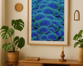 Sea Foam Shrooms - Art Print -  Psychedelic Fungi Wall Art, Biophilic Nature Illustration, Surreal Forest Decor, Unique Botanical Print