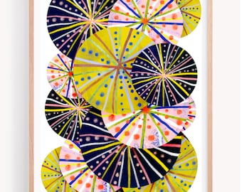 Little Spinnies – Abstract Circle Art Print, Colorful Modern Wall Art, Geometric Style Decor