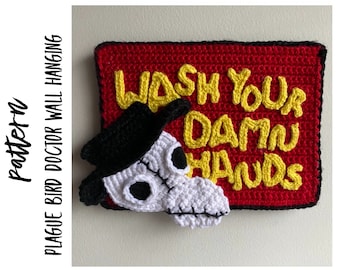 Plague Doctor Crochet Pattern, Gothic Wall Hanging (PDF Pattern)