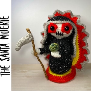 Gehaakt patroon; Santa Muerte; Onze Lieve Vrouw van de Heilige Dood; met verwijderbare basis; Amigurumi-patroon
