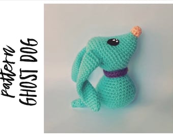 Virkmönster för Amigurumi Spökhund, Spöklik Halloweendekoration (PDF-mönster)