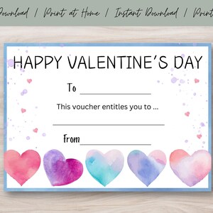 Vale regalo de San Valentín imprimible, vale personalizado, regalo sorpresa, día de San Valentín, descarga digital Vale regalo de San Valentín