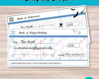 Personalised Birthday Cheque, Birthday Money Gift, Birthday Gift Voucher, Surprise Money Card, Gift Voucher, Money Wallet, Money Card