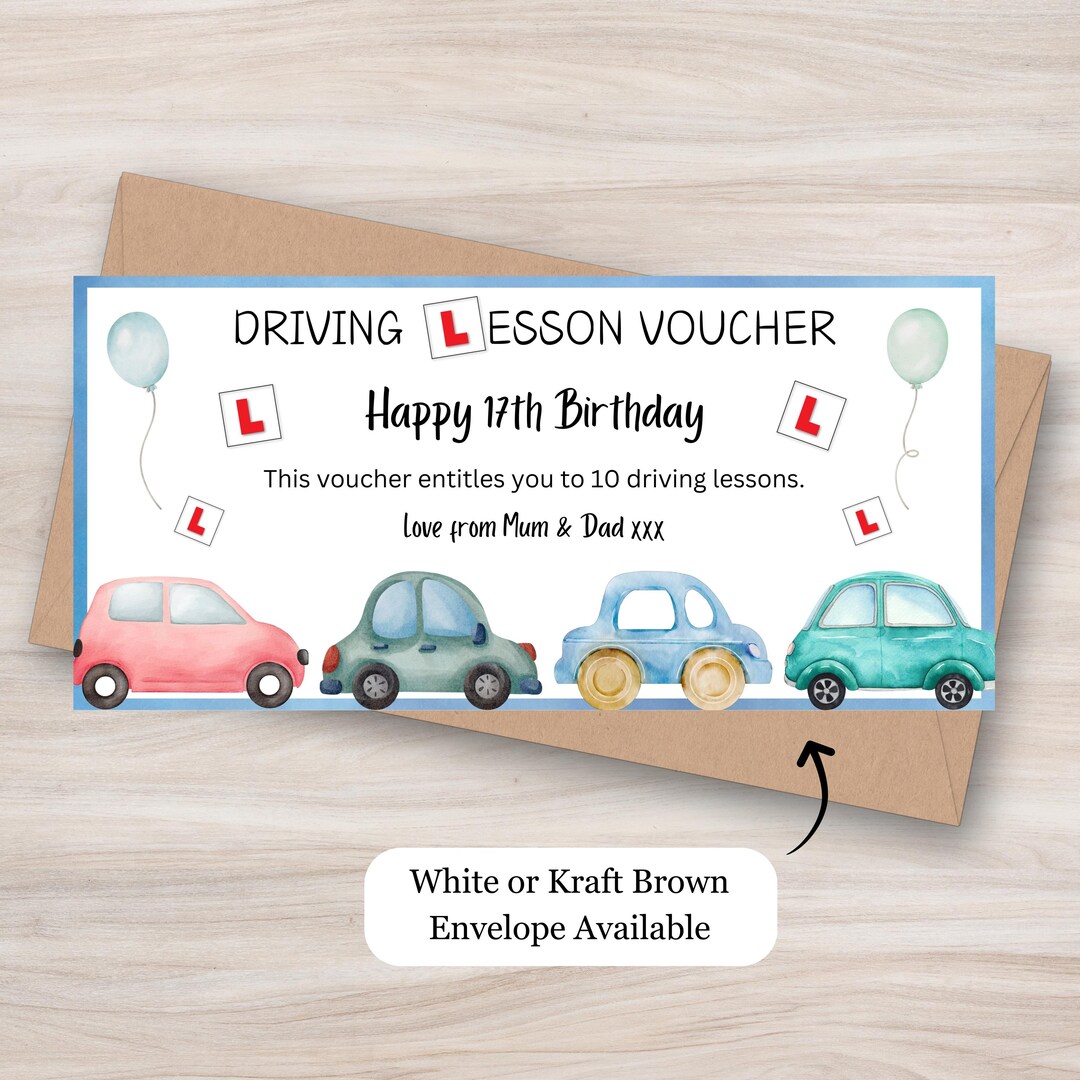 Personalized Driving Lesson Voucher: Birthday Gift for New Driver - Etsy UK