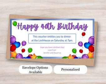 Personalised Birthday Scratch Card, Surprise Gift Voucher, Custom Age & Message