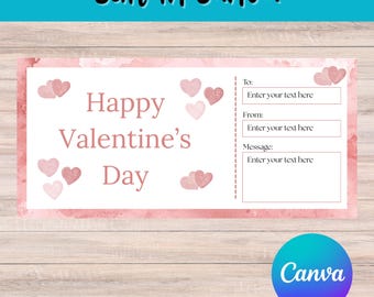 Watercolor Hearts Valentine's Day Card Template, Editable in Canva (Digital Download)