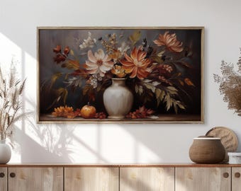 Natura morta con vaso di fiori autunnali: arte televisiva d'epoca (download digitale)
