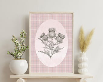 Vintage Scottish Thistle Art Print: Neutral Wall Decor (Digital Download)