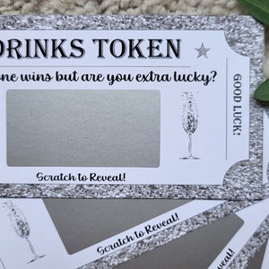 Scratch to Reveal Drinks Tokens: Wedding & Party Prize Vouchers