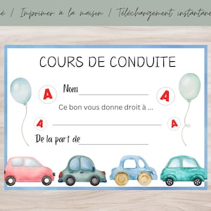 Bon d'achat für den Cours de Conduité, Bon d'achat für den Jahrestag, Bon d'achat für den Druck des Hauses