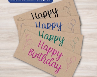 Happy Birthday Money Gift Envelope: Kraft Brown DL Envelopes