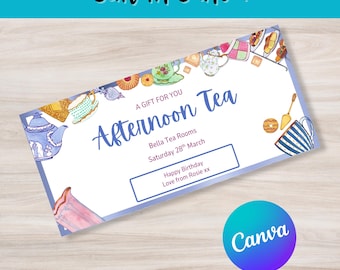 Personalized Afternoon Tea Gift Voucher: Digital Download