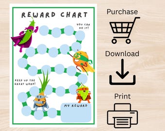 Healthy Eating Reward Chart for Kids | Printable Tracker & Positive Habits Chart