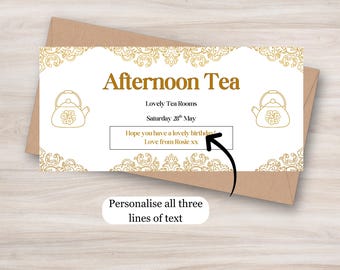 Personalized Afternoon Tea Voucher: Birthday Gift Certificate