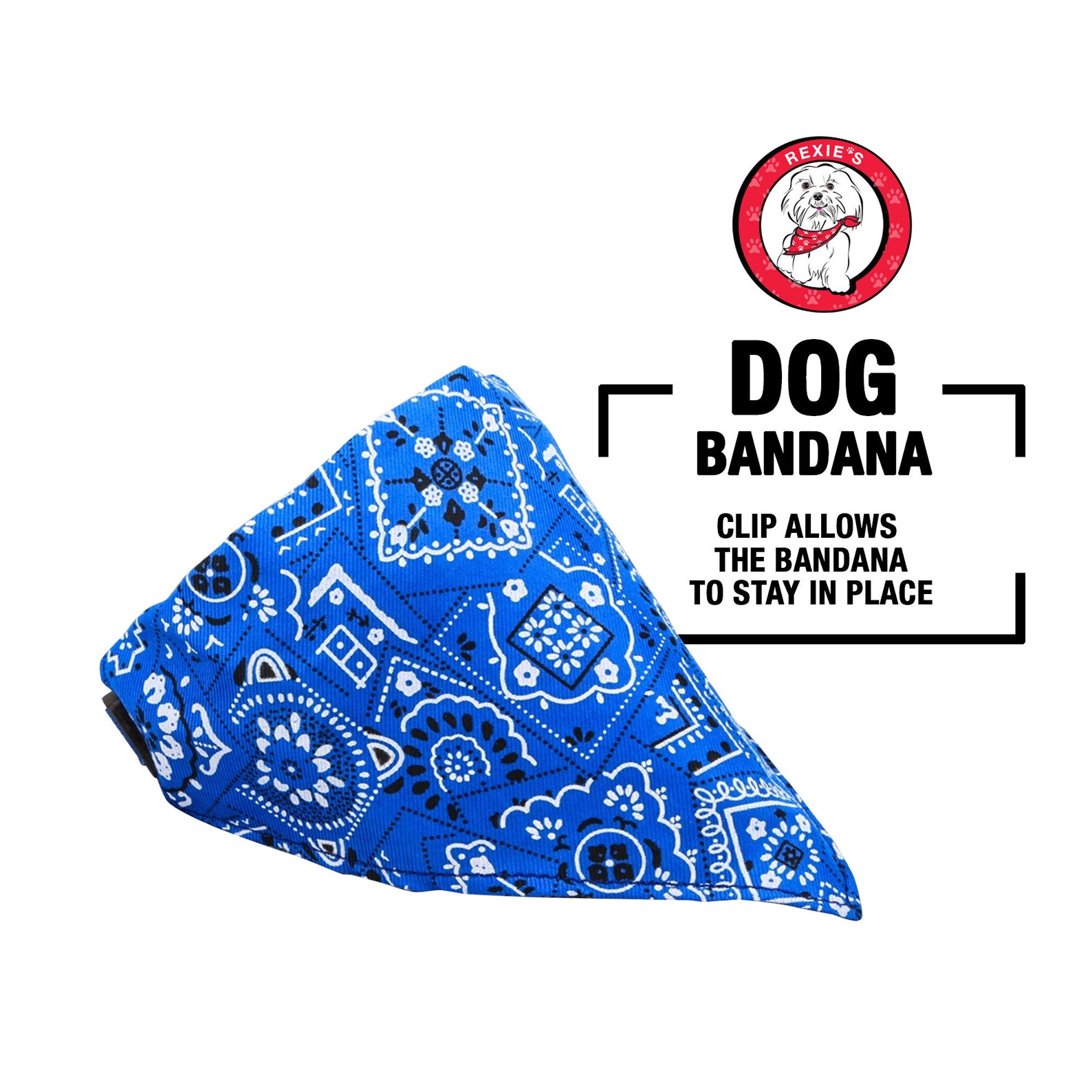 1pc Blue Dog Bandana with Clip for Small Breed Dog. Great for Etsy