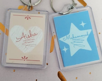 Islamic personalized keychains. Eid loot bags