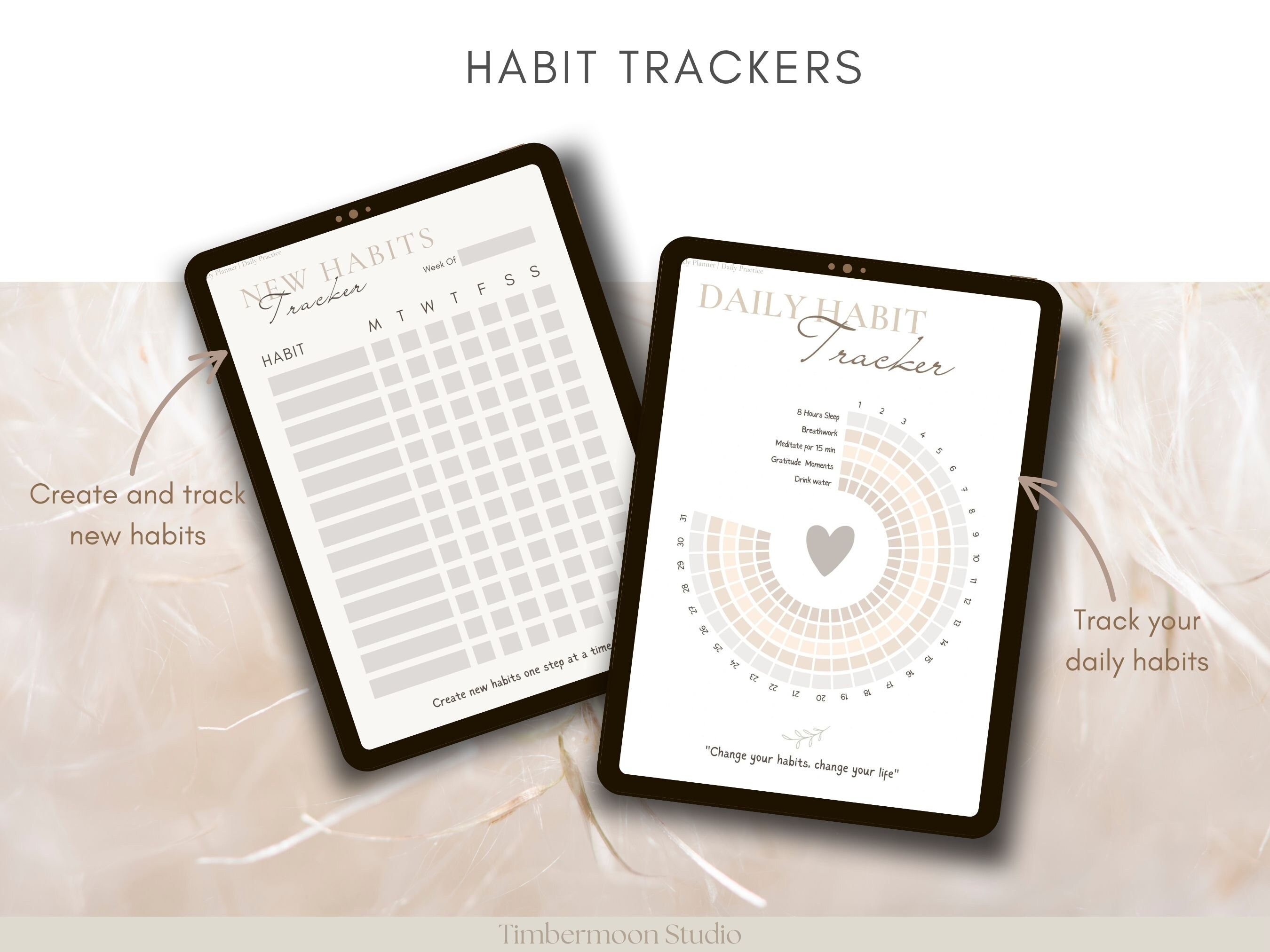 Mindfulness Journal &amp; Habit Tracker for Self Care | Meditation Journal | Digital Planner ...