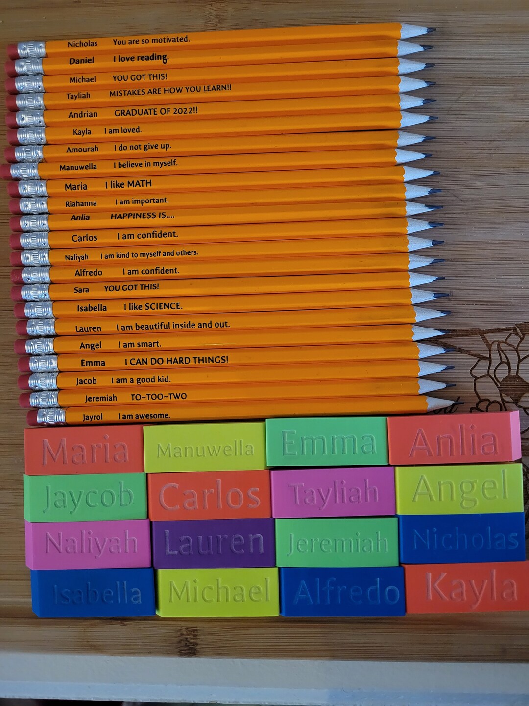 Custom 3 Pencils 1 Eraser, Back to School, Craft Supplies, School ...