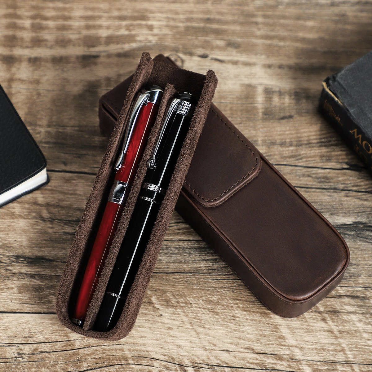 Personalized Pen Case Leather Gift for Man, Fountain Pen Case for Him,  Single Pen Case, Leather Pen Holder, Teacher Anniversary Gift 