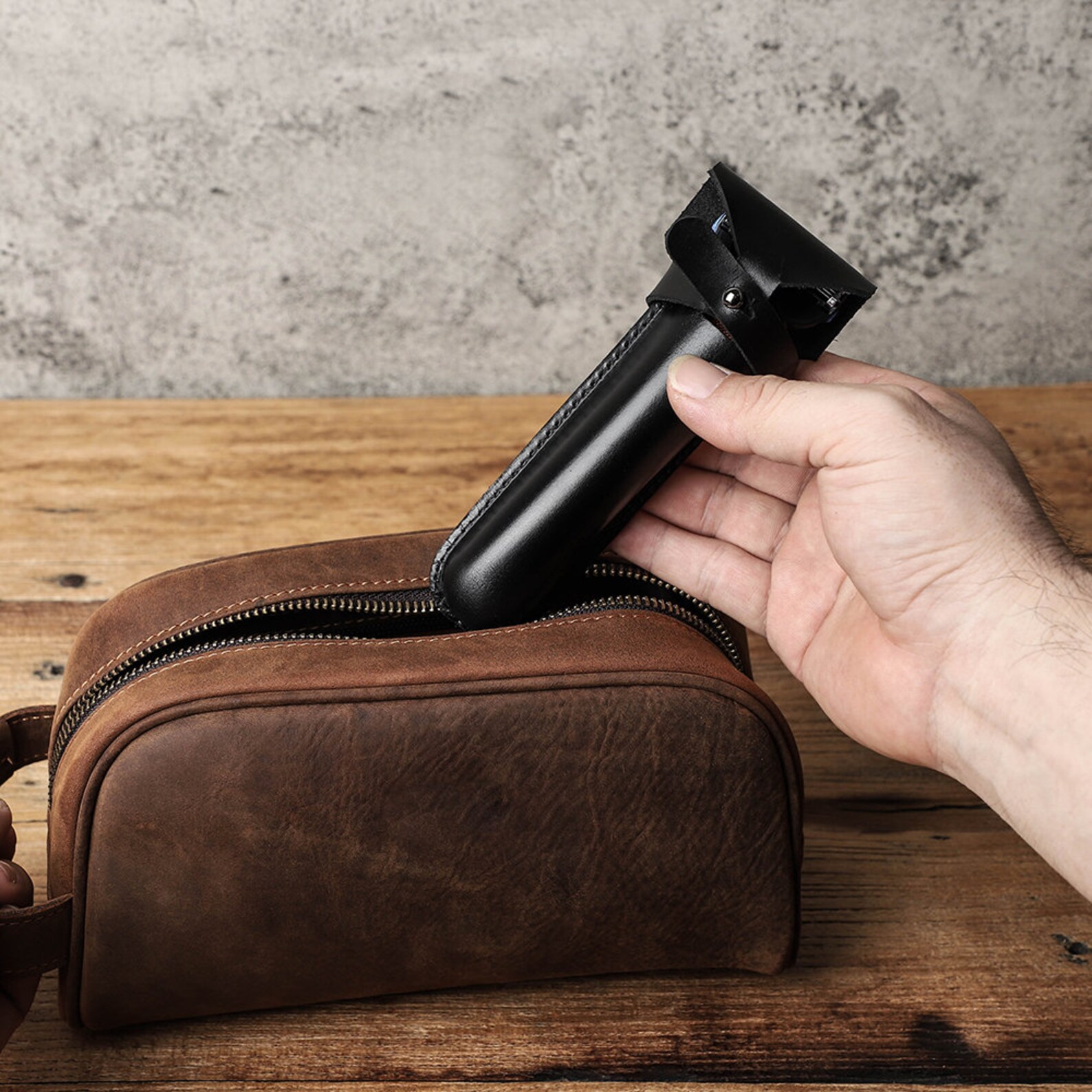 Personalized Leather Razor Cover Stocking Stuffer Genuine Etsy