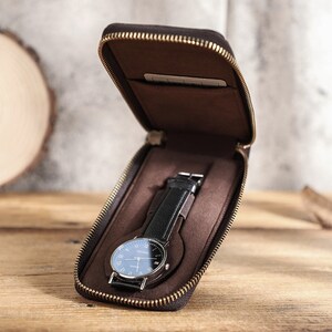Single Watch Case Leather, Travel Watch Pouch Carrying, Watch Organizer Protector, Leather Watch Holder Storage, Customized Gift for Him/Her