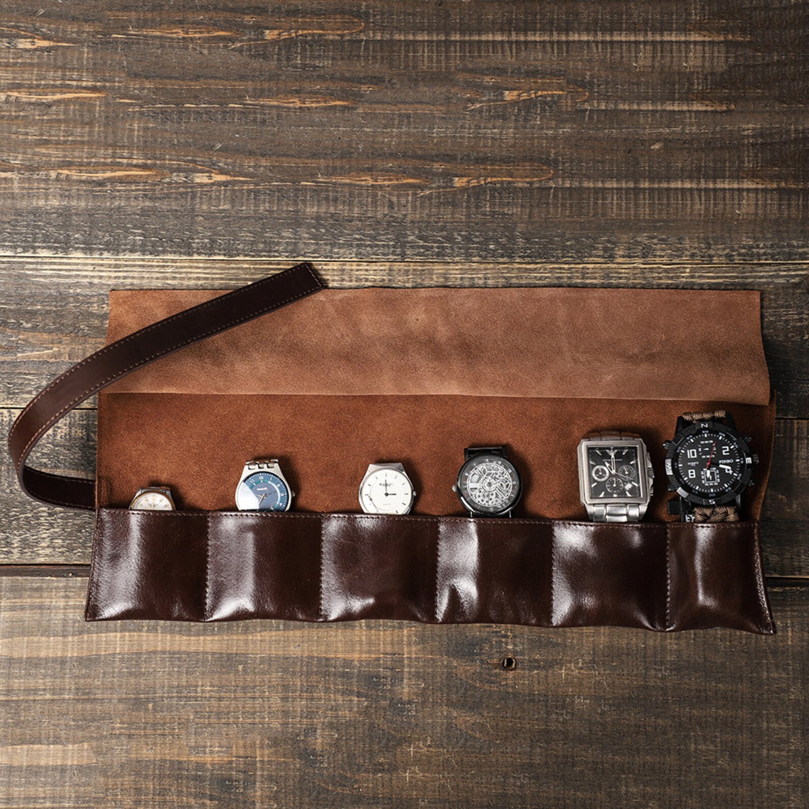 Travel Watch Roll Case Leather Watch Strap Roll Up Watch Etsy UK