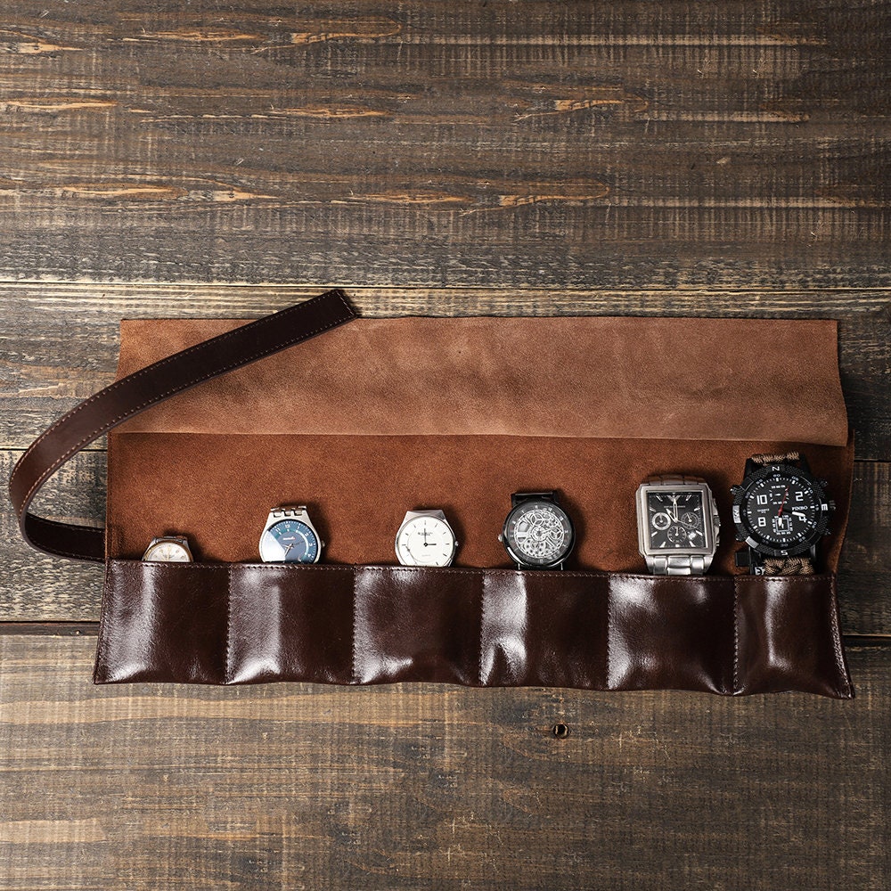 Travel Watch Roll Case Leather Watch Strap Roll Up Watch Etsy UK