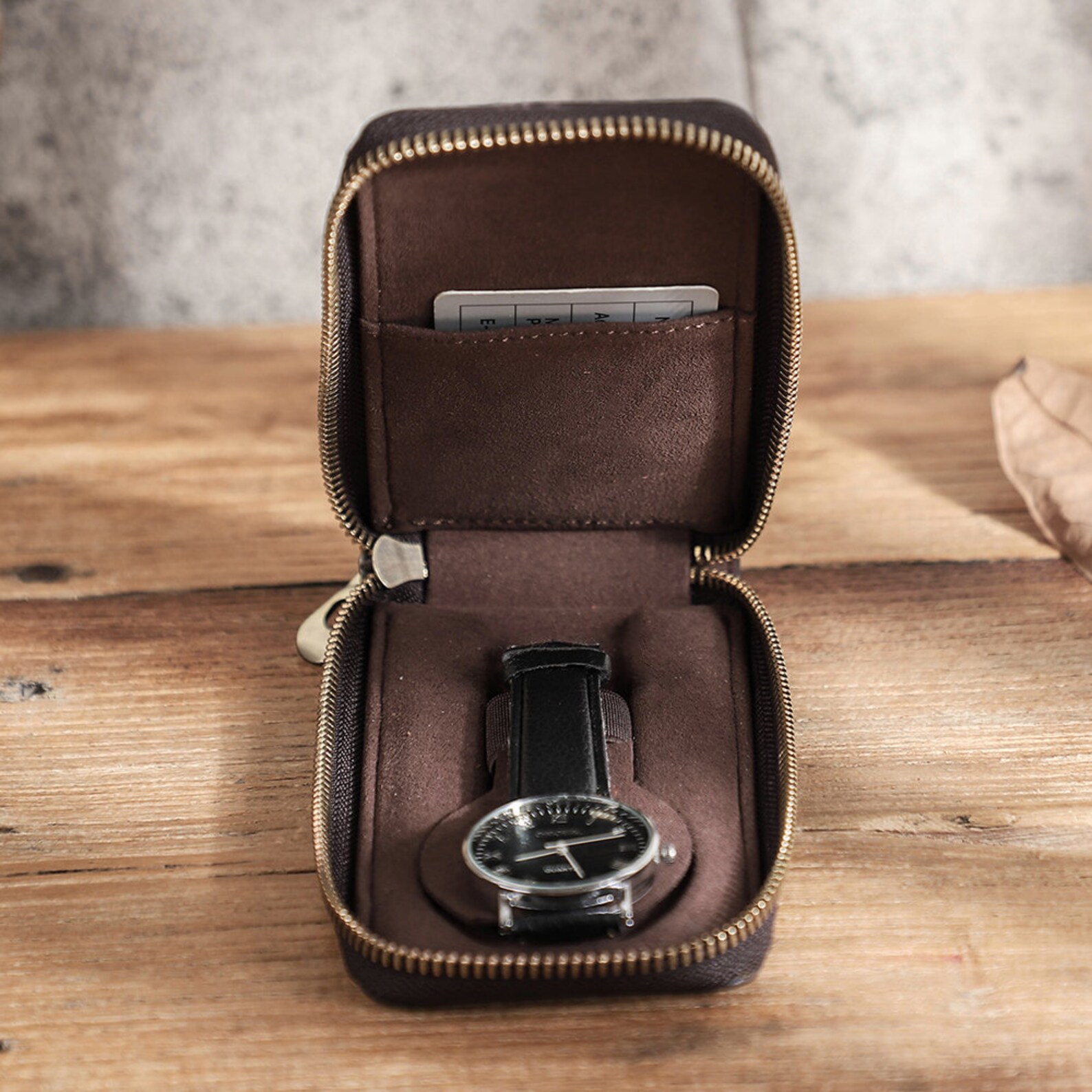 Zippered Around Watch Case Leather Travel Watch Case Etsy