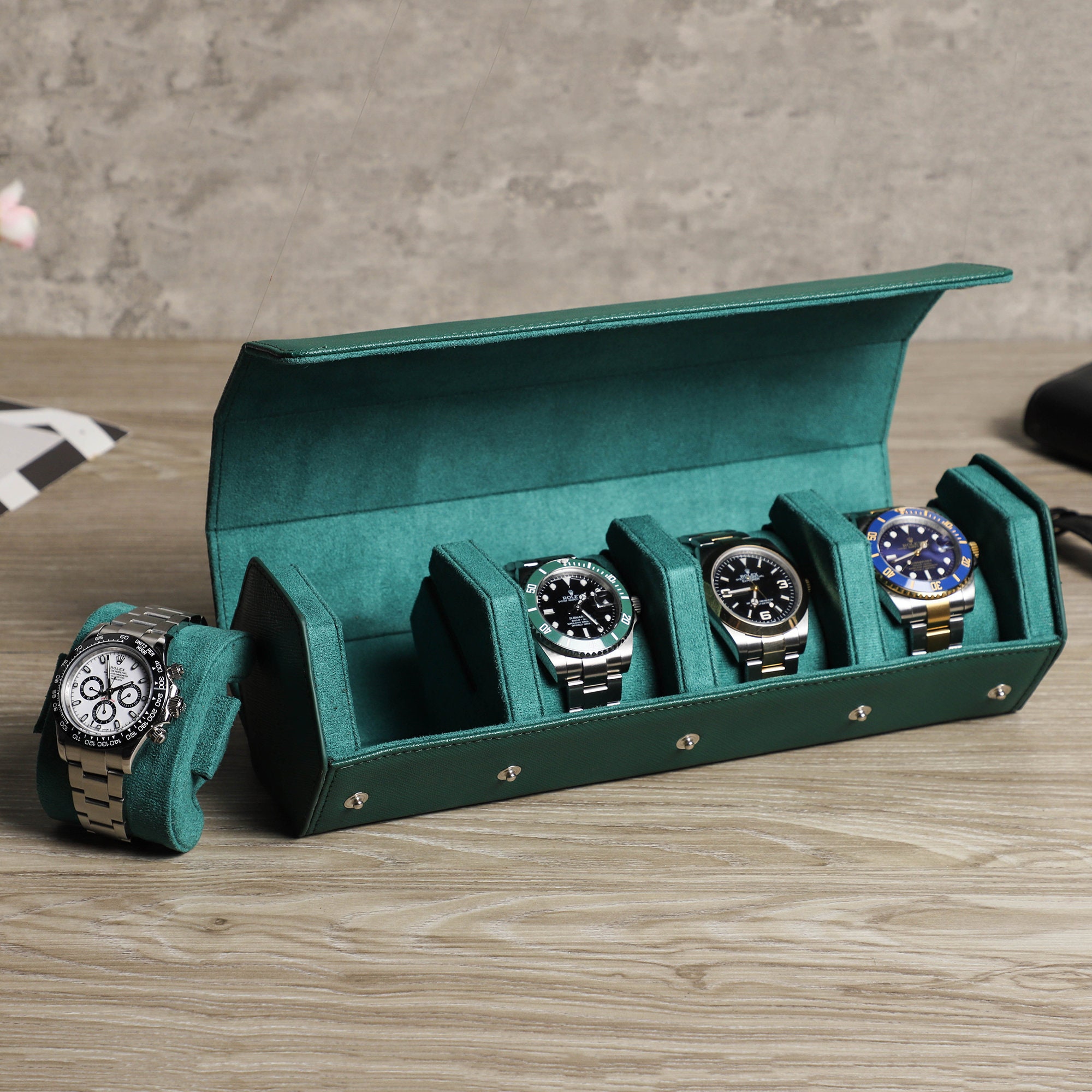 Watch and jewelry box Vendôme - Travel case for 4 watches - Blue, black