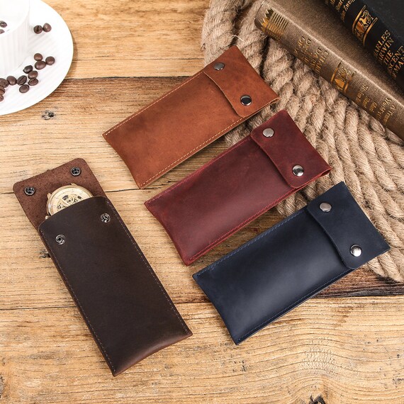 Travel Single Watch Pouch Leather Watch Case Watch Strap Pouch
