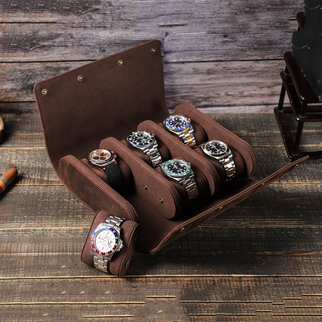 Travel Watch Box 6 Leather Watch Display Case Watch Box Etsy
