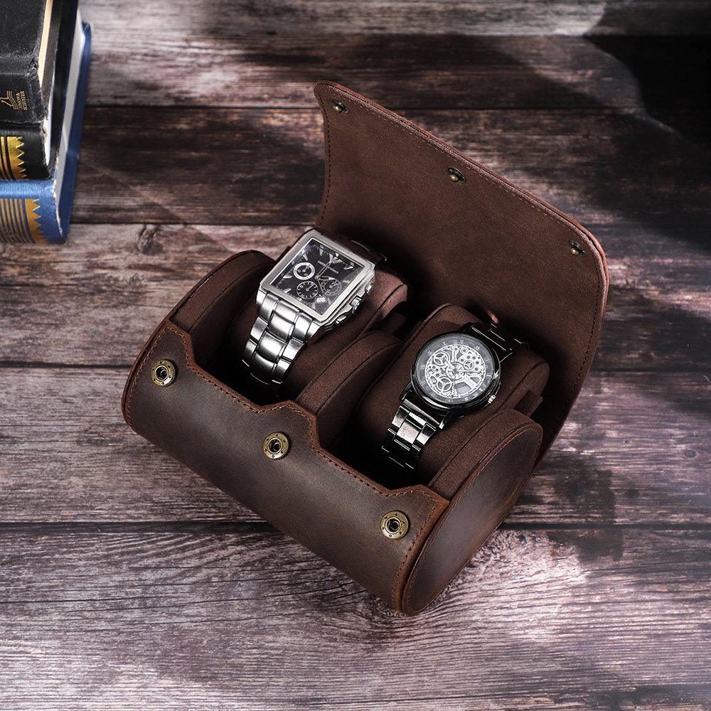 Travel Watch Box Case Leather Watch Roll 2 Watch Holder Etsy