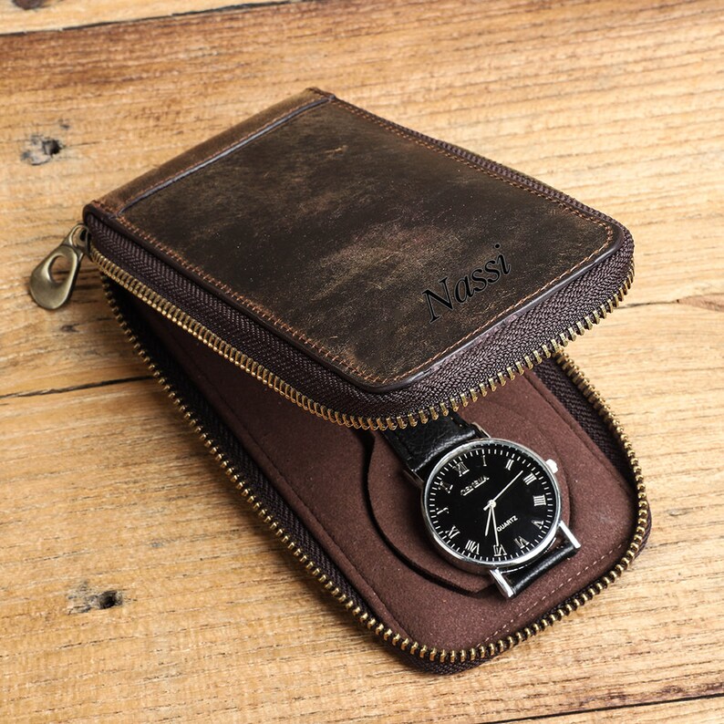 Zippered Around Watch Case Leather Travel Watch Case Etsy