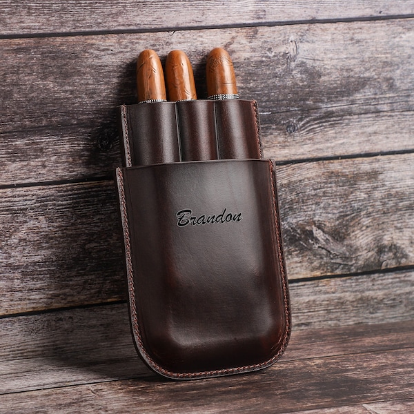 Leather Cigar Case Etsy