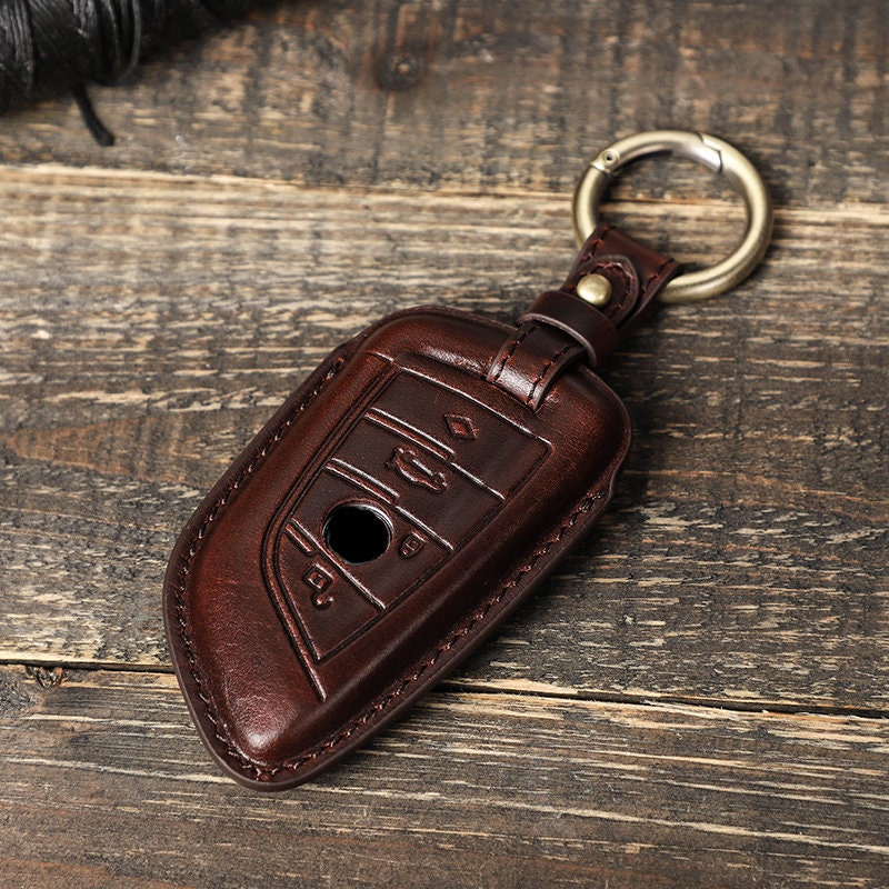 SANRILY Key Cover Case for 2 5 6 7 Series X3 X5 Keyless Entry Keychain  Holder Leather Remote Key Protector Shell,Brown