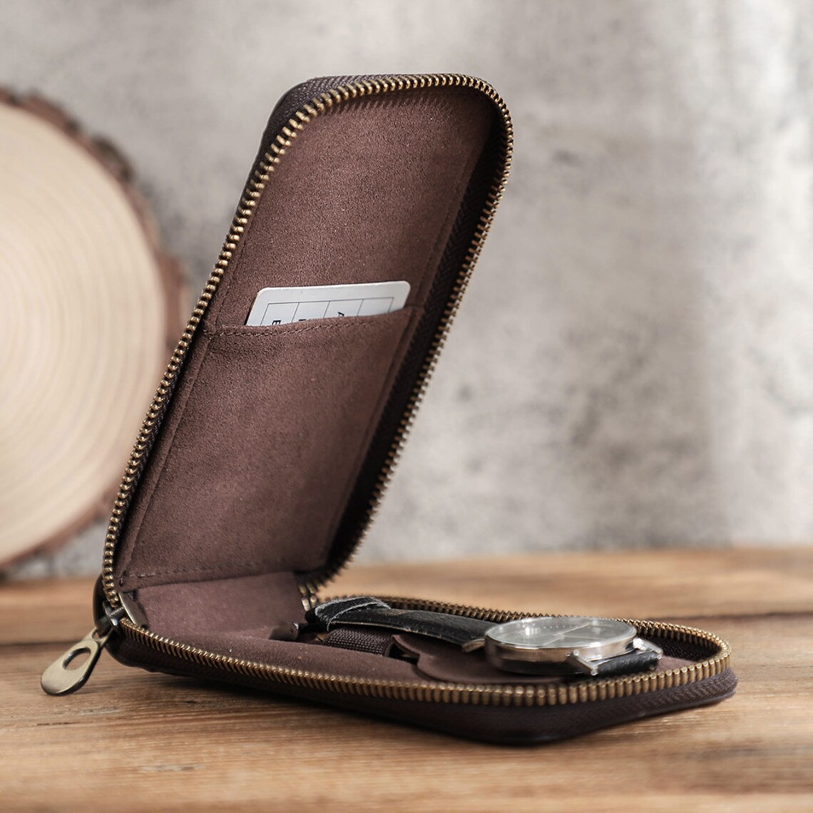Zippered Around Watch Case Leather Travel Watch Case Etsy