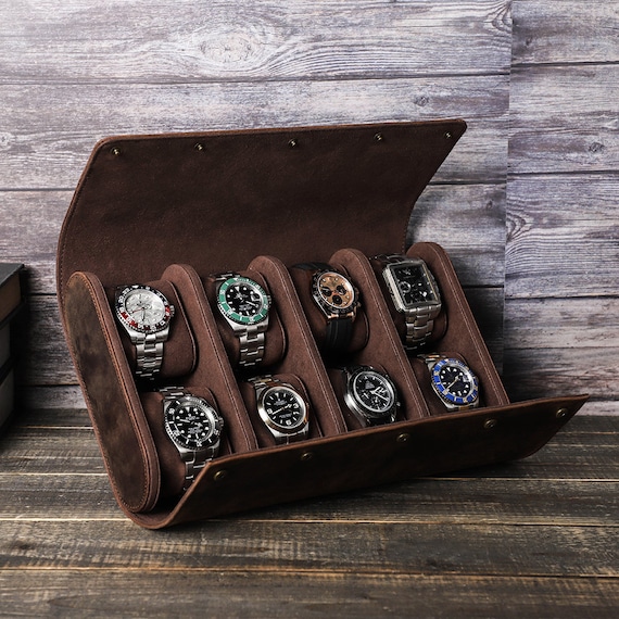 3 Slots Genuine Leather Watch Travel Display Case Luxury Watch Roll Storage  Box 