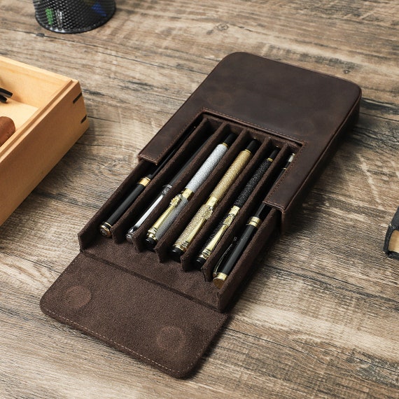 Leather Fountain Pen Case, Genuine Leather Pen Case