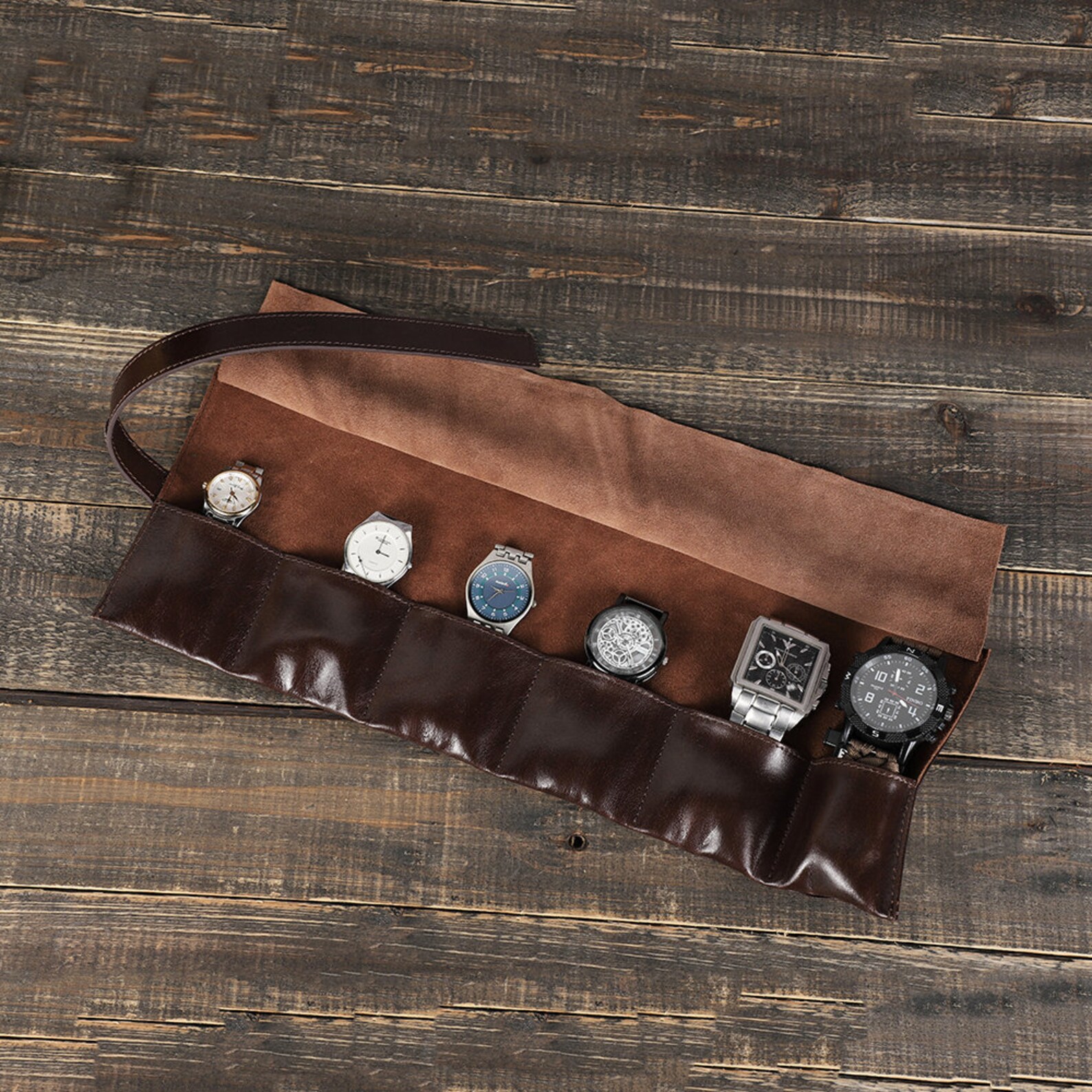 Travel Watch Roll Case Leather Watch Strap Roll Up Watch Etsy UK