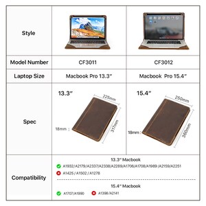 Leather Laptop Case for Apple MacBook Pro Air 13.3 15.4 Inch, Leather ...