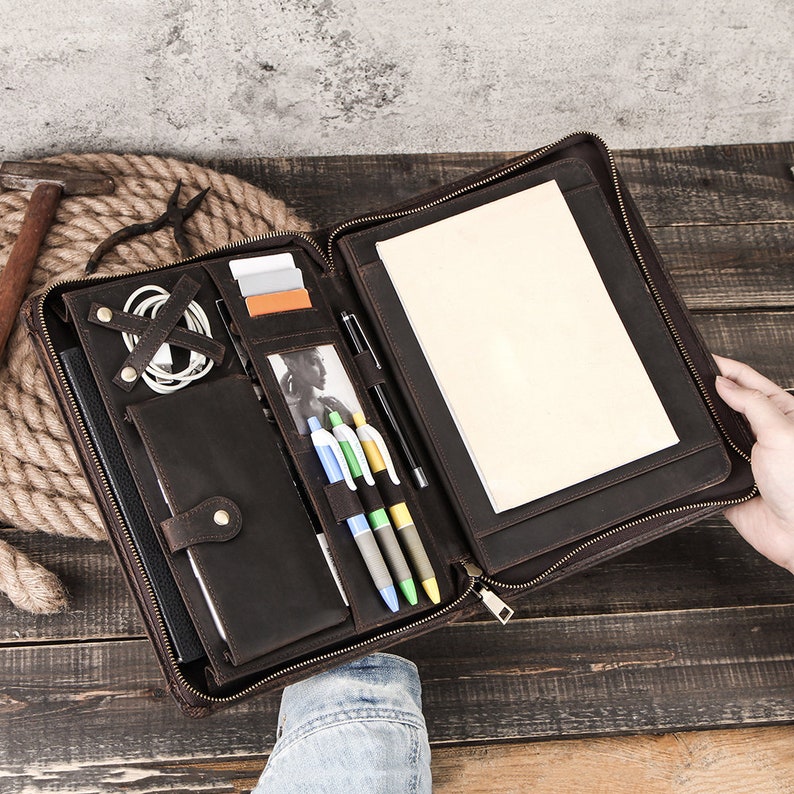 Leather Padfolio Case Business Portfolio Men Document Etsy