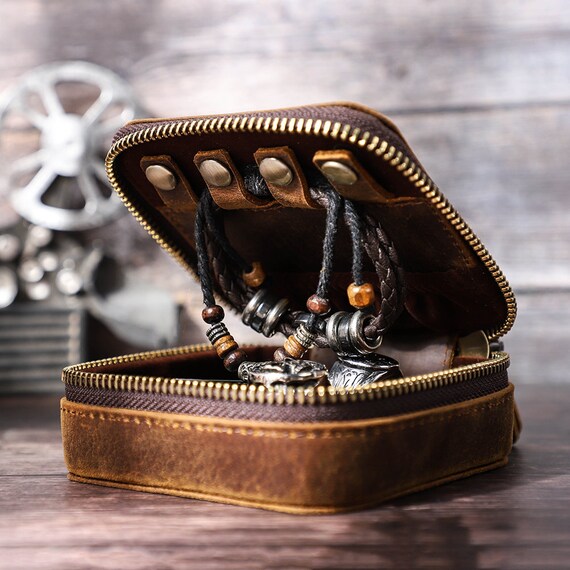 Buy Vintage Leather Travel Jewelry Box Storage Organizer Small