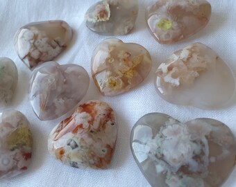 Beautiful Flower Agate Hearts small size