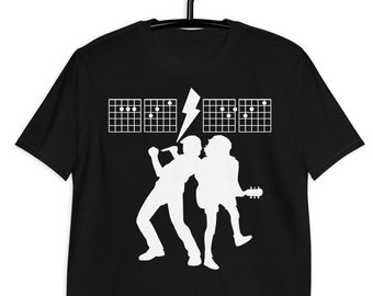 Camiseta divertida de AC-DC, camiseta para músicos, banda de Rock Merch, camiseta de guitarrista ACDC deletreada con acordes