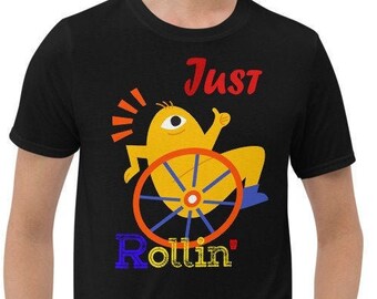 Funny Wheelchair T-Shirt: Colorful Cartoon on Wheels