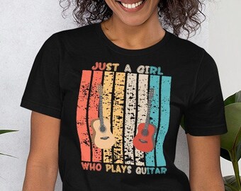Camiseta Guitar Girl, Camiseta de músico retro